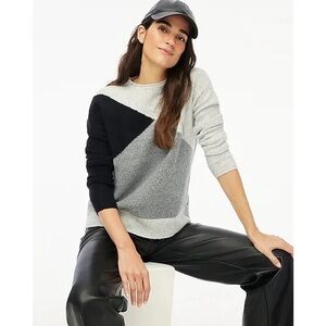 J. Crew Knit Colorblock Sweater Sz XL Gray Black Crew Extra soft